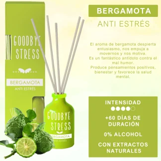 Parfum de cameră cu bețișoare, Mikado, Bergamotă, Antistres, Intense, Caravan Home, 40ml